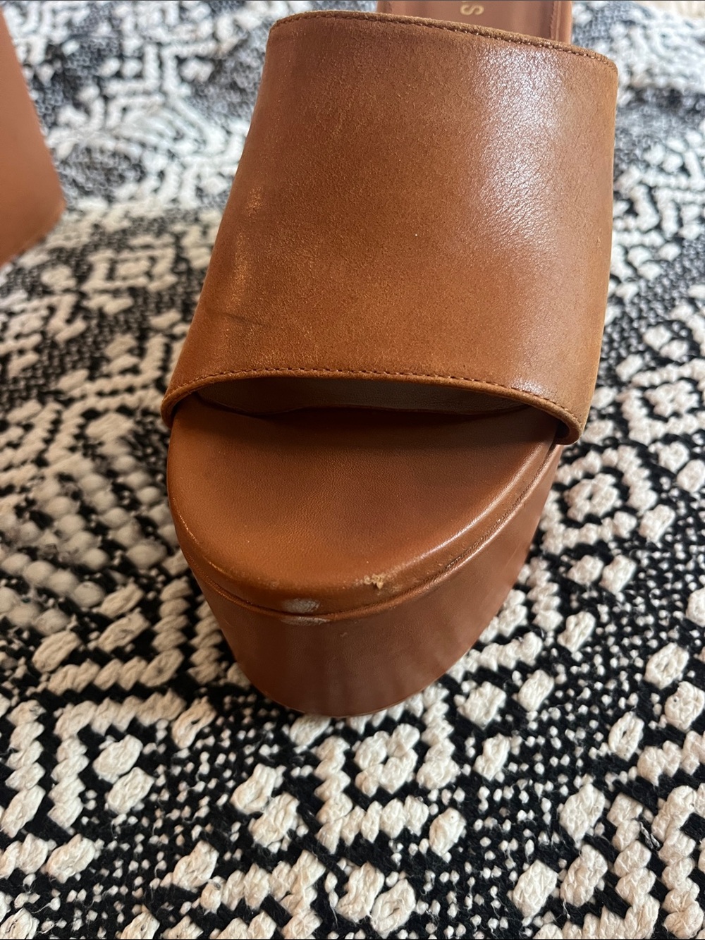 ALOHAS Cognac Brown Leather Slide Wedge Mules - Picture 4 of 4